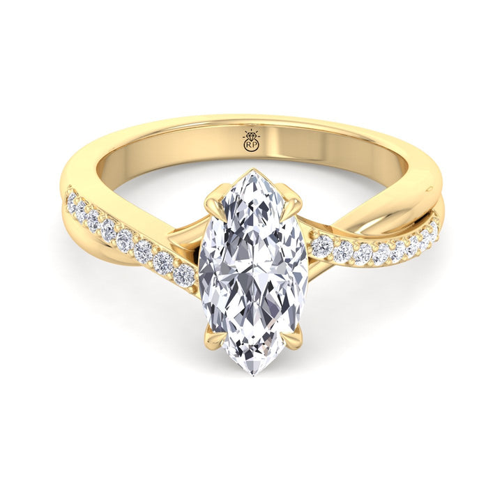 Marquise Cut Engagement Ring With Pavé Twist Band