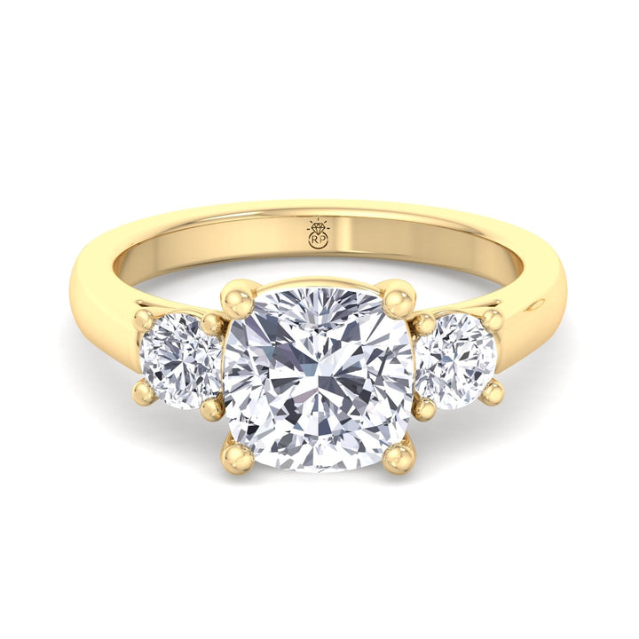 Cushion Cut   Engagement Ring With Round Sidestones