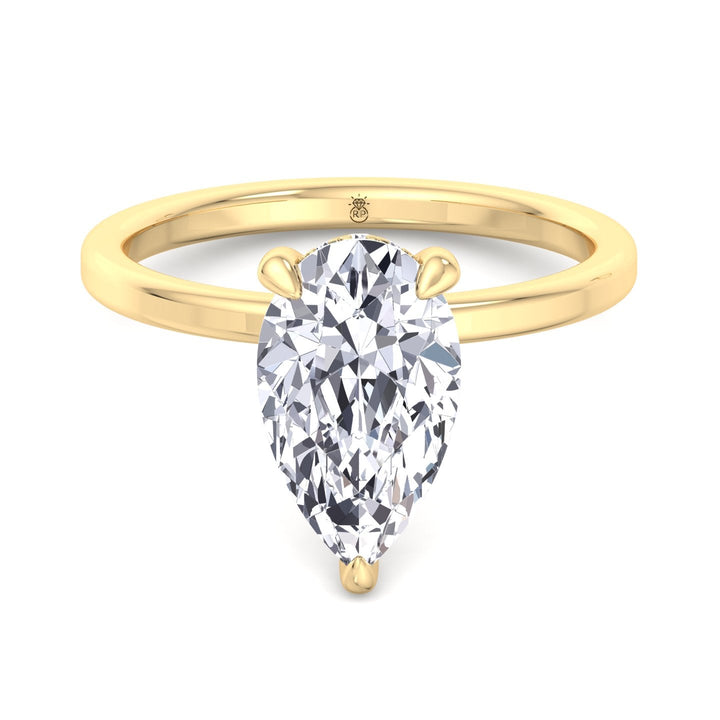Pear Shape Engagement Ring with Hidden Halo