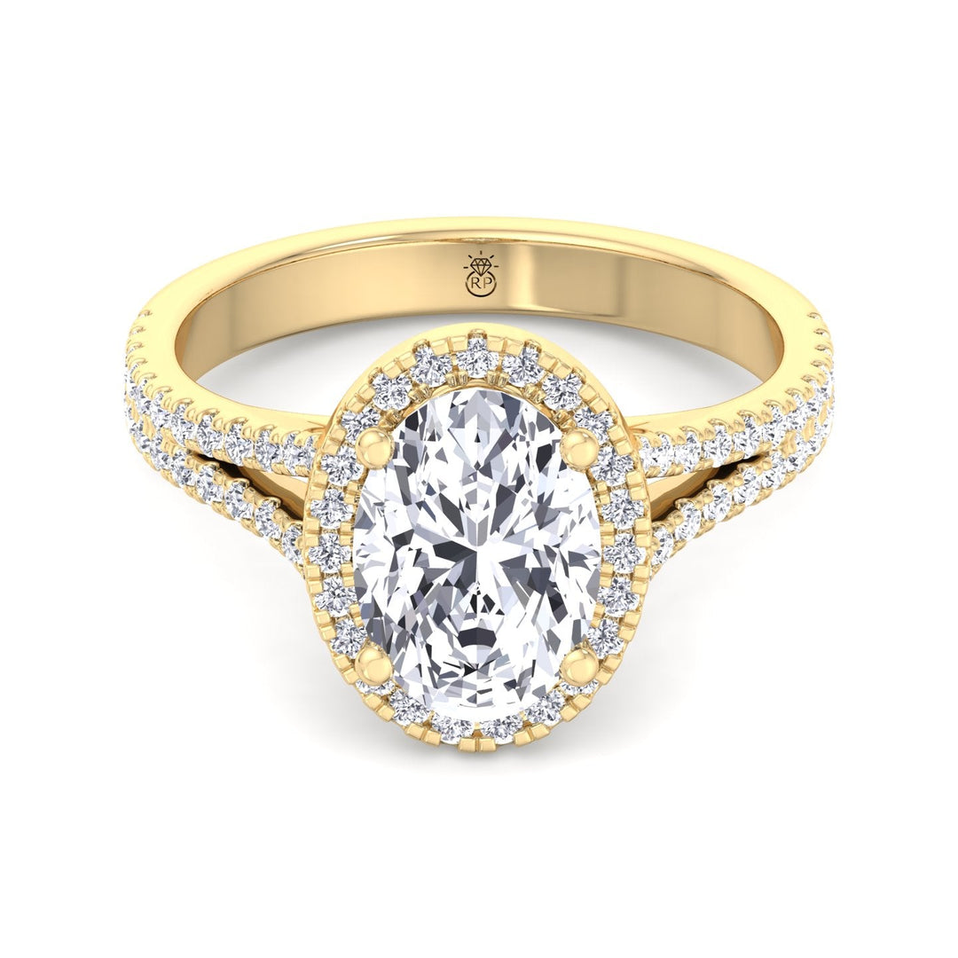 Oval Cut Engagement Ring with Round Side Stones