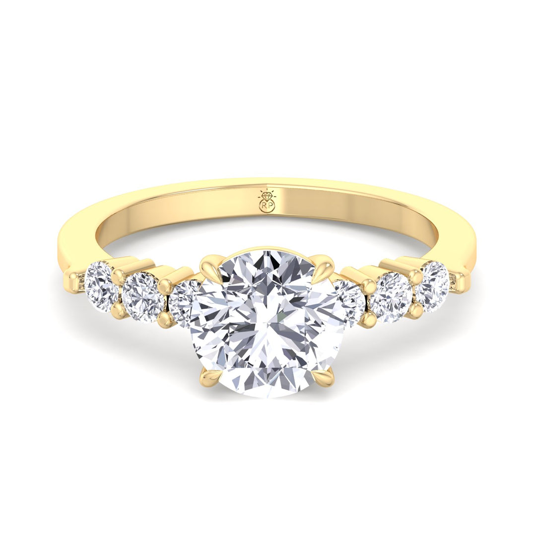 Round Cut Engagement Ring with Sidestones