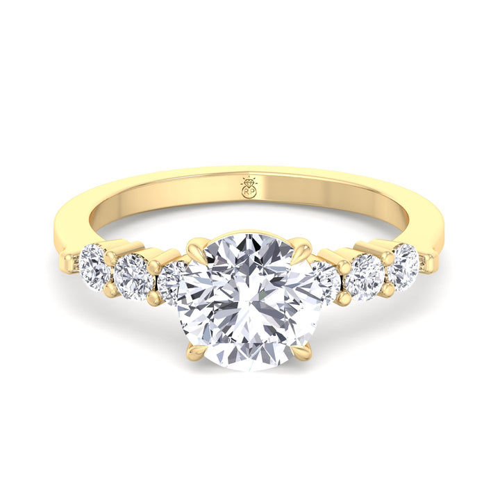 Round Cut Engagement Ring with Sidestones
