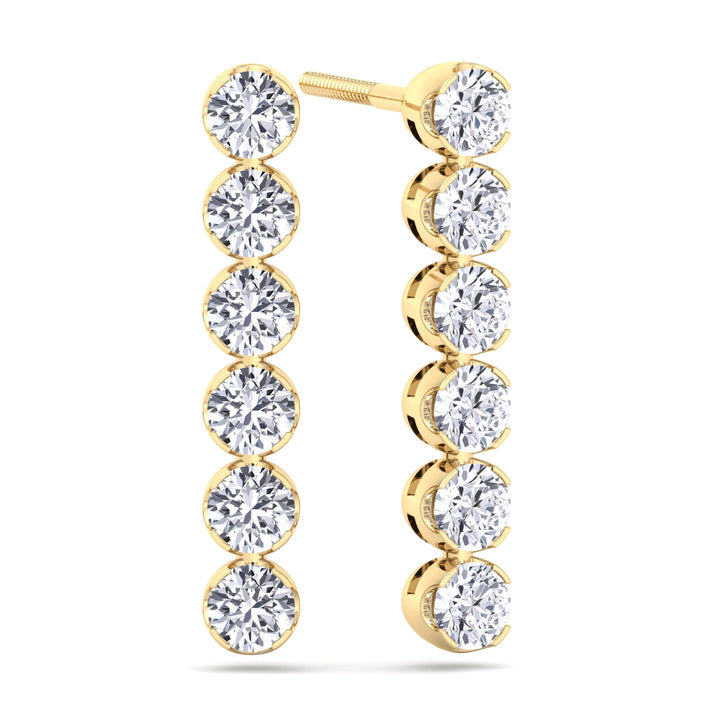 Round Cut Tennis Drop Earrings