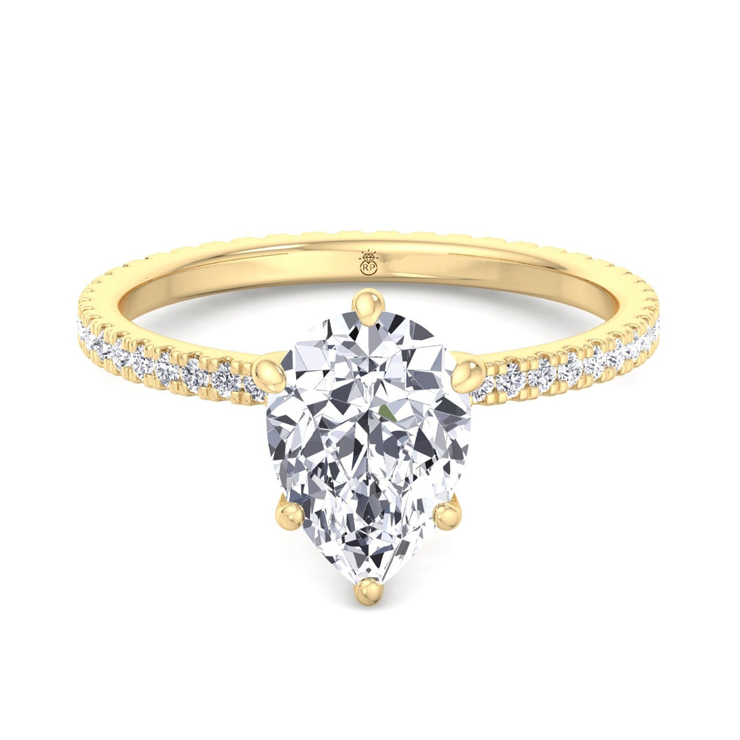 Pear Shape Engagement Ring with Round Side Stones