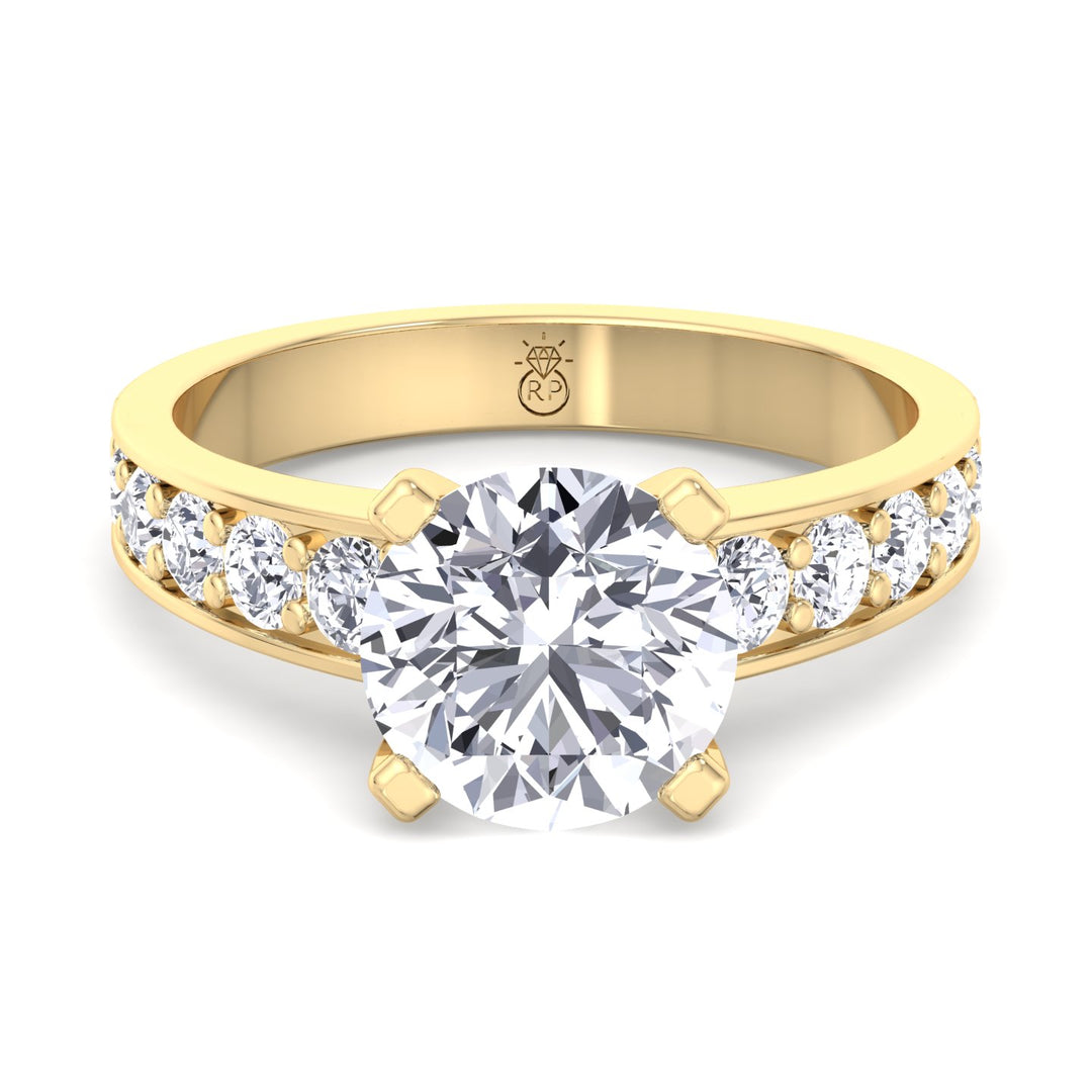 Round Cut Engagement Ring with Sidestones