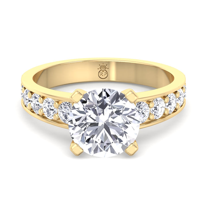 Round Cut Engagement Ring with Sidestones