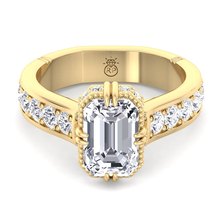Emerald Cut   Detailed Engagement Ring