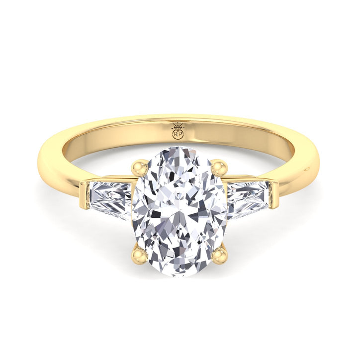 Oval Cut Engagement Ring with Tapered Baguette Side Stones