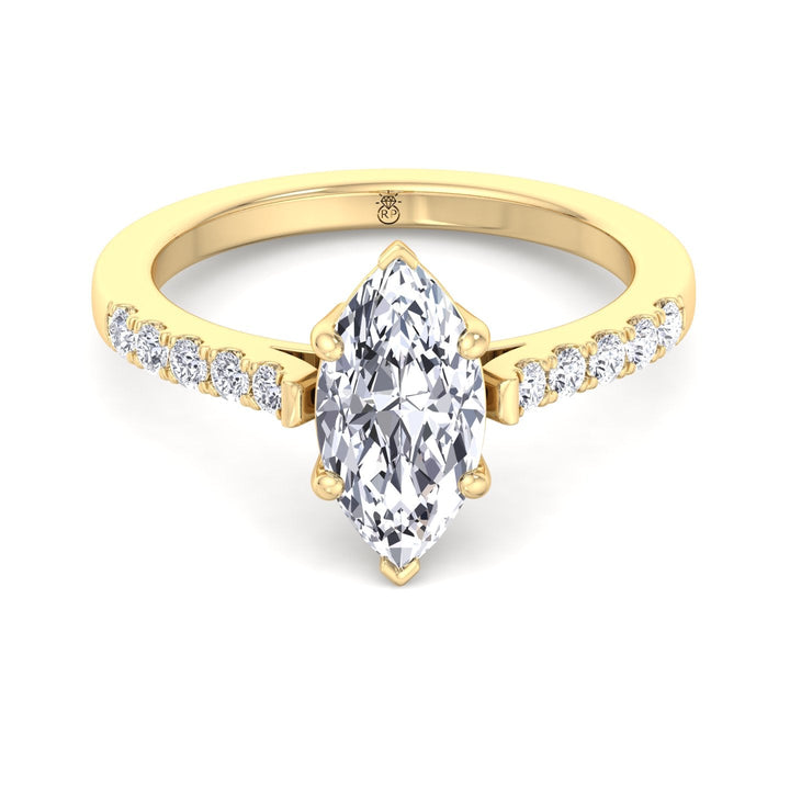 Marquise Cut Engagement Ring 6 Prongs With Sidestones