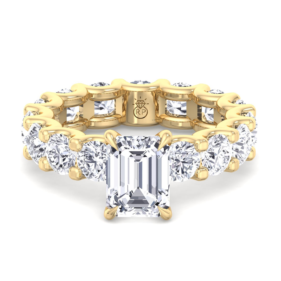 Emerald &amp; Round Eternity Engagement Ring