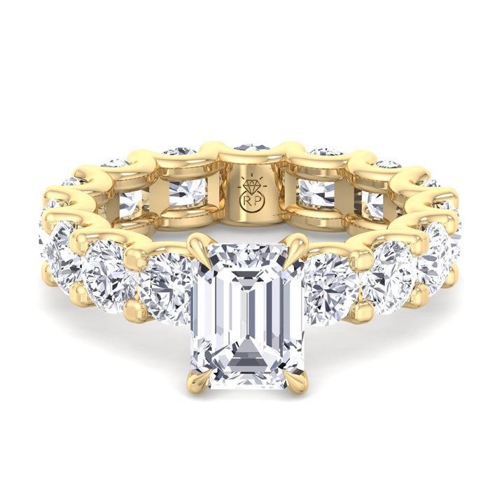 Emerald &amp; Round Eternity Engagement Ring