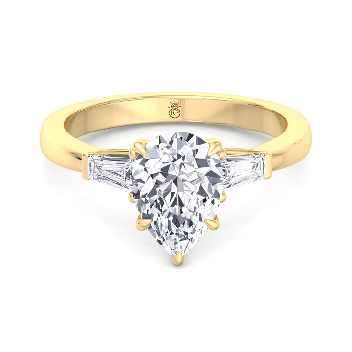 Pear Shape Engagement Ring with Tapered Baguette Side Stones