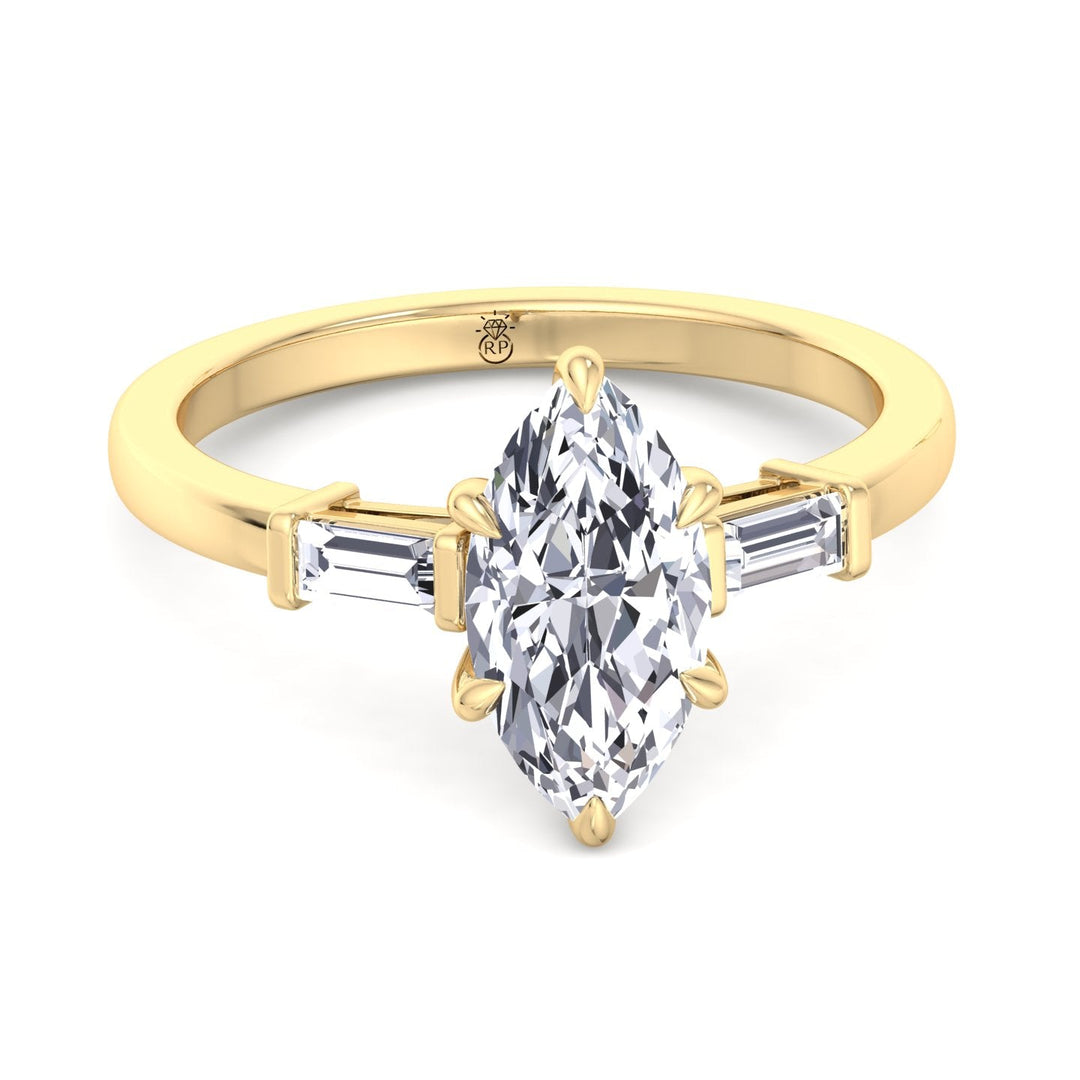 Marquise Cut Engagement Ring With Baguette Sidestones