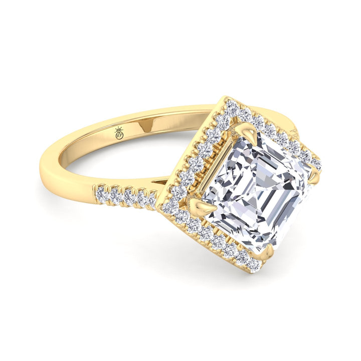 Asscher Cut Kite Set Engagement Ring With A Halo