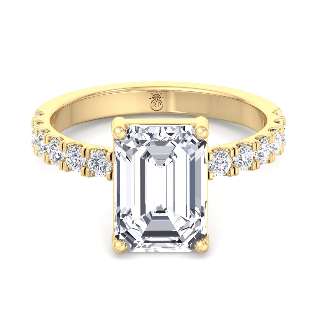 Emerald Cut Engagement Ring with Sidestones