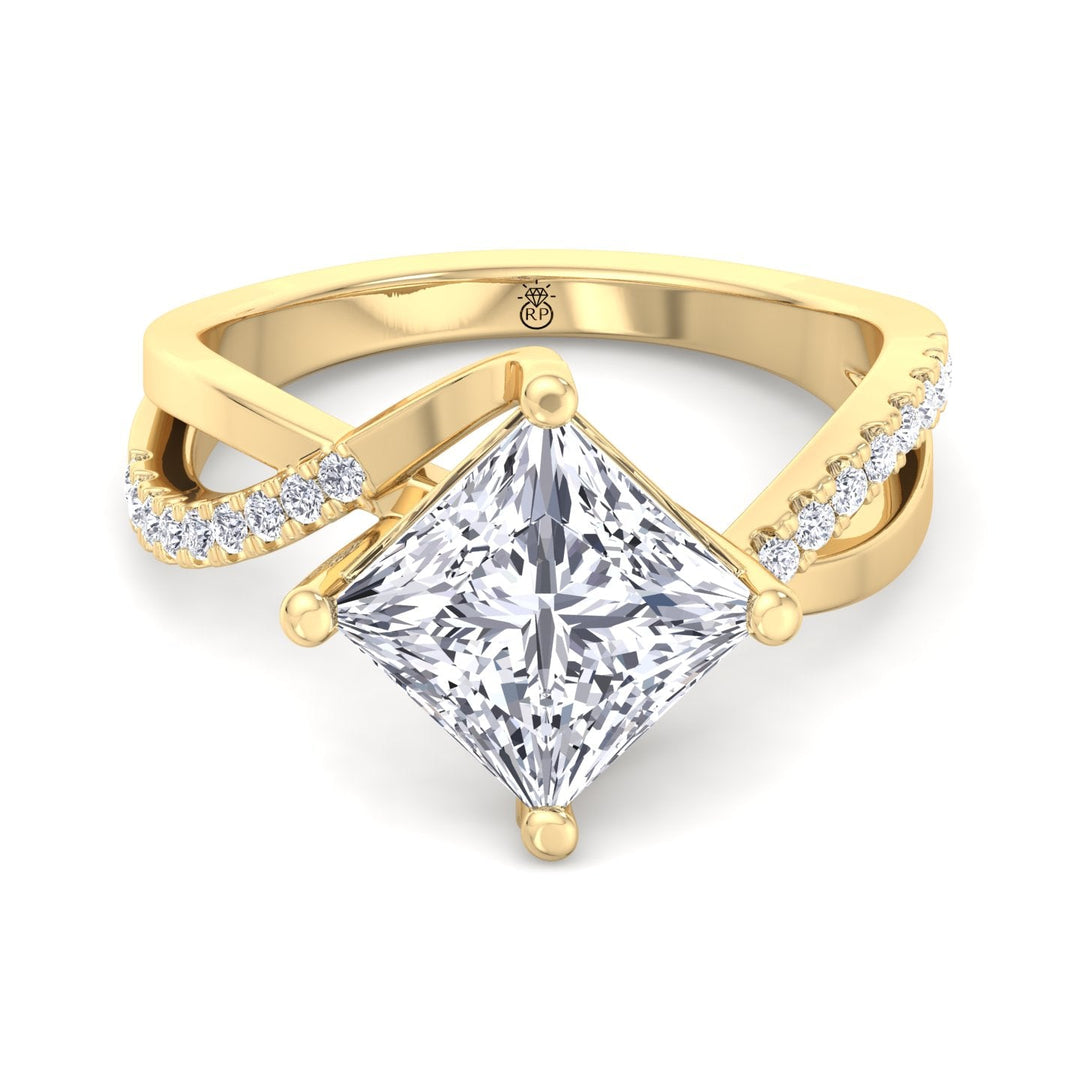 Princess Cut Engagement Ring With Wrap Detail Sidestones