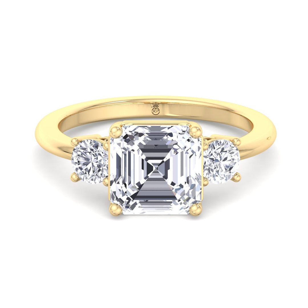 Asscher Cut Engagement Ring With Round Sidestones