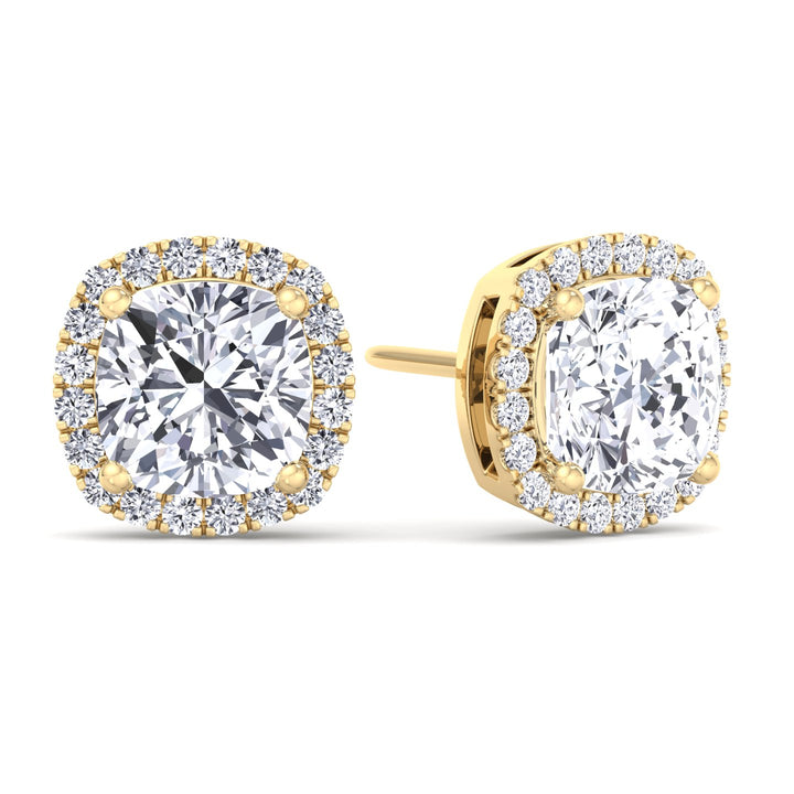 Cushion Cut Halo Studs