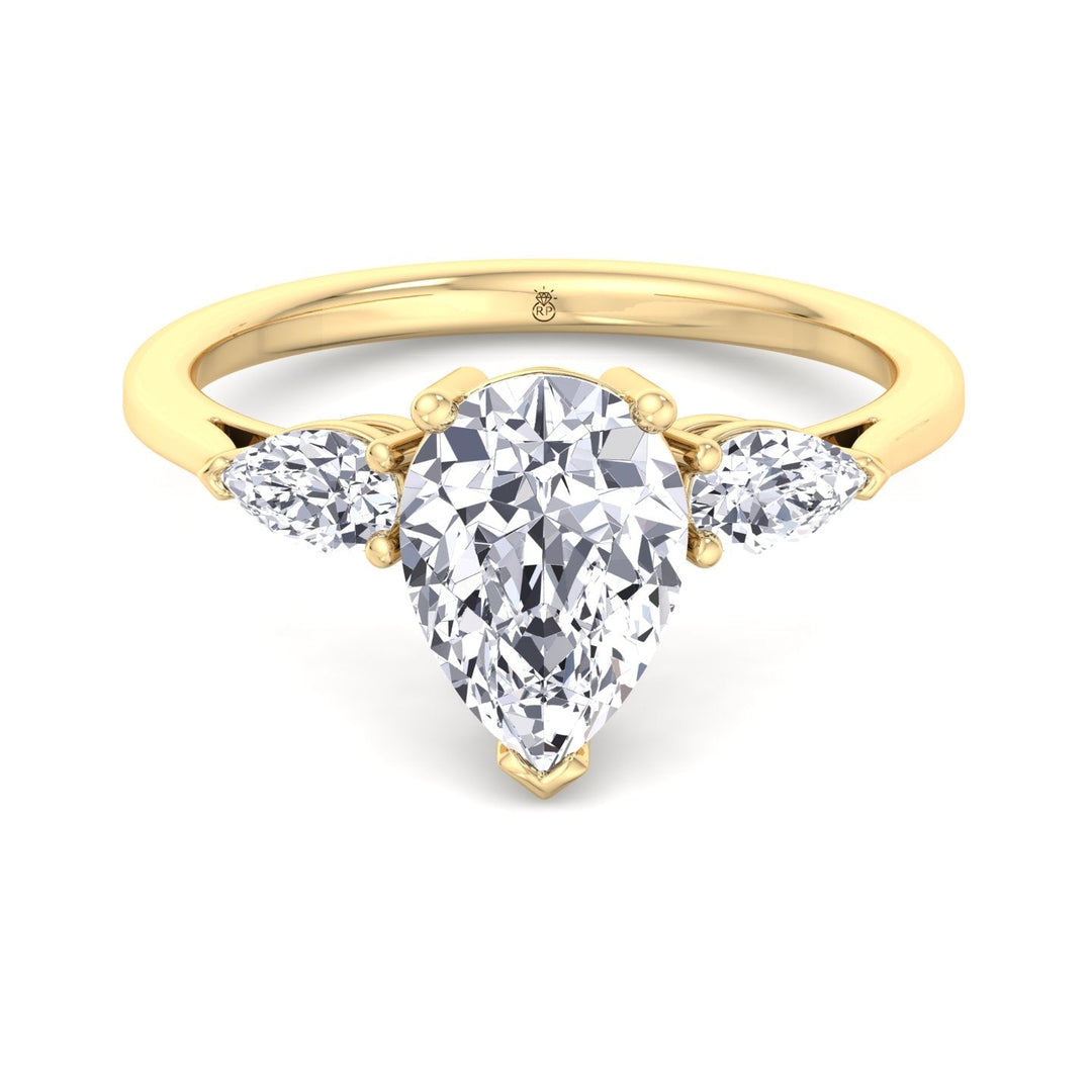 Pear Shape   Engagement Ring With Pear Sidestones