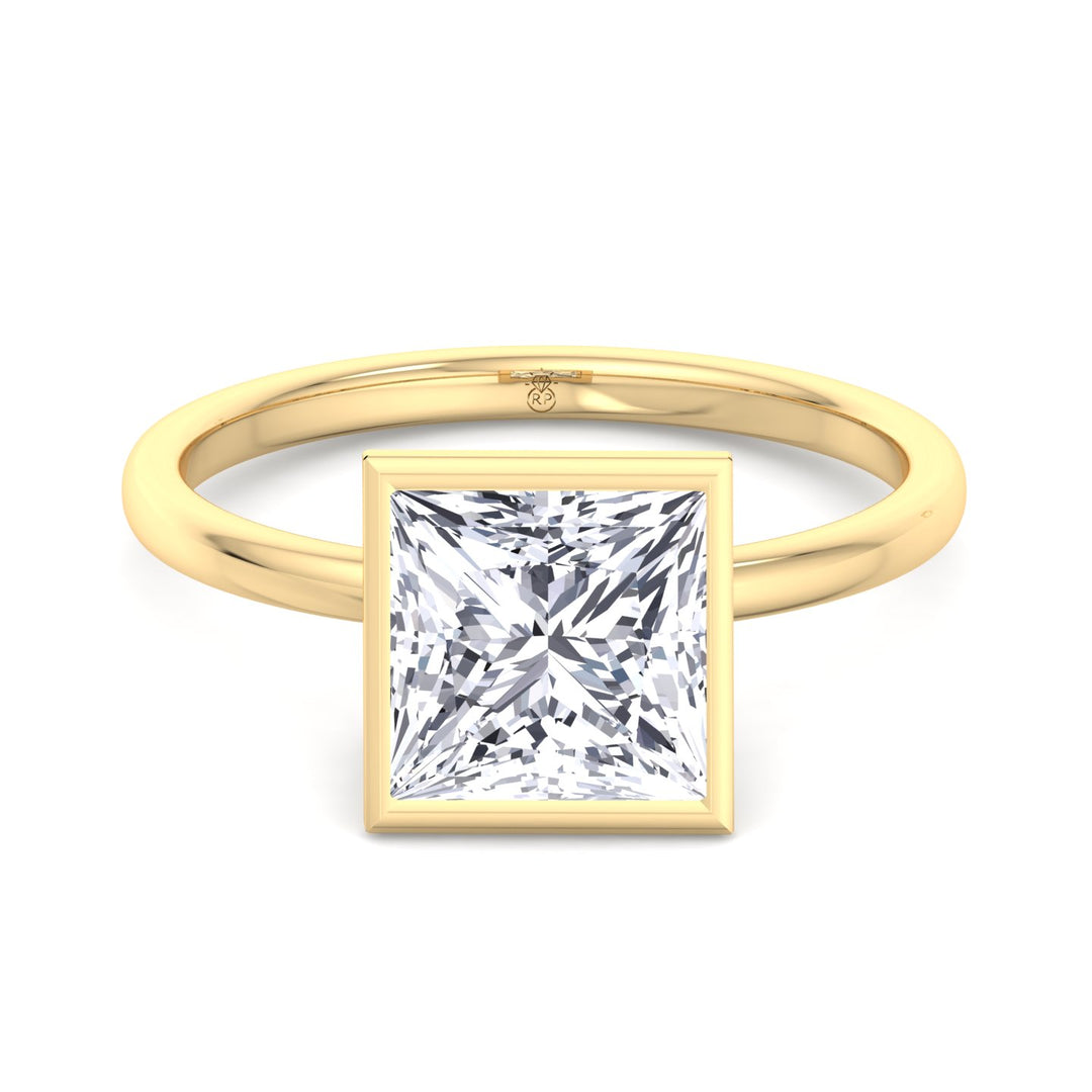 Princess Cut Bezel Set Engagement Ring