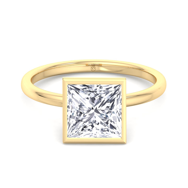 Princess Cut Bezel Set Engagement Ring