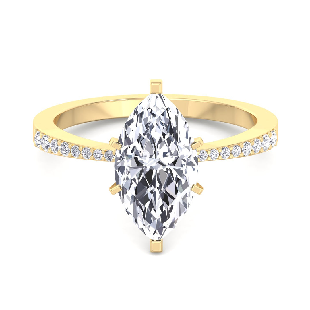 Marquise Cut Engagement Ring with Sidestones