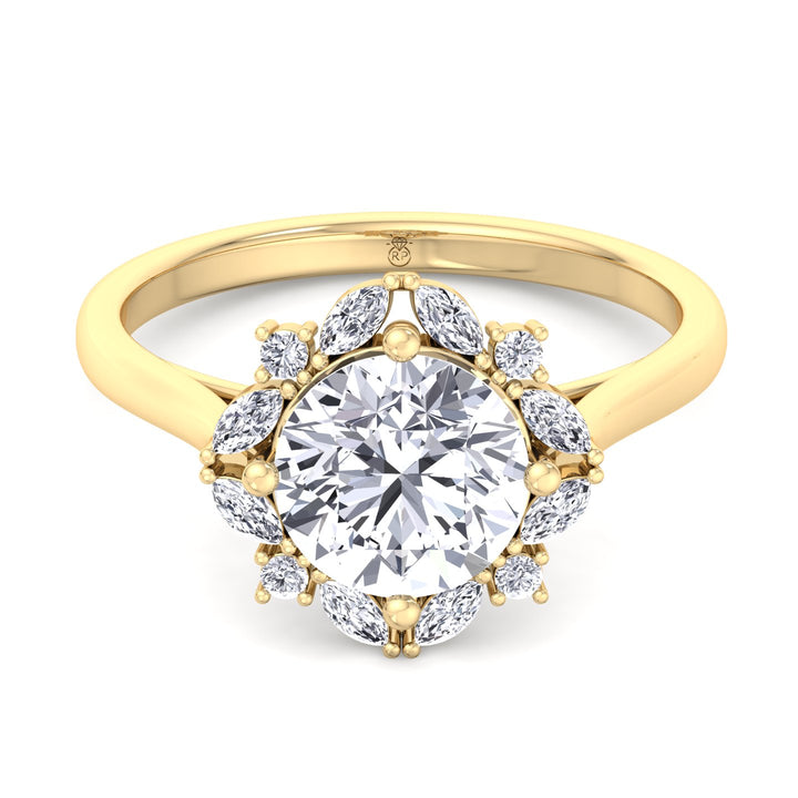 Round and Marquise Cluster   Engagement Ring