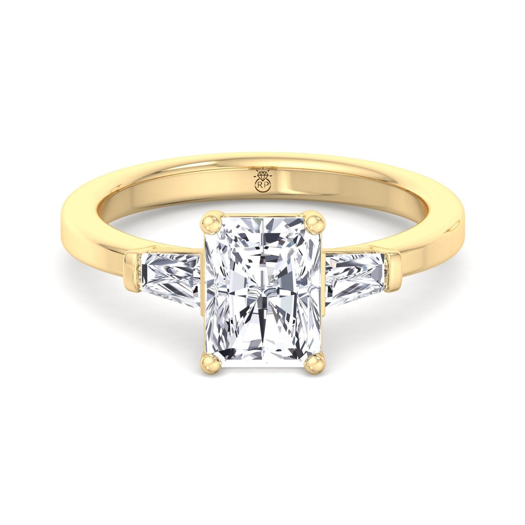 Radiant Cut Engagement Ring with Tapered Baguette Sidestones