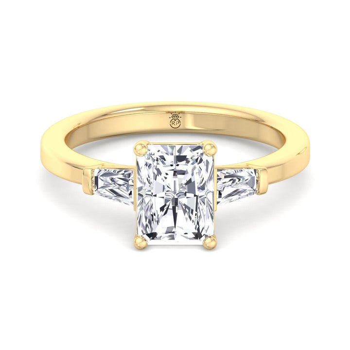 Radiant Cut Engagement Ring with Tapered Baguette Sidestones