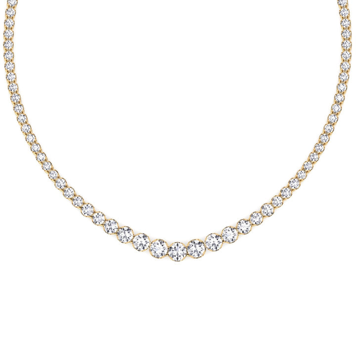 10 Carat Graduated Illusion Set Tennis Necklace Solid Gold