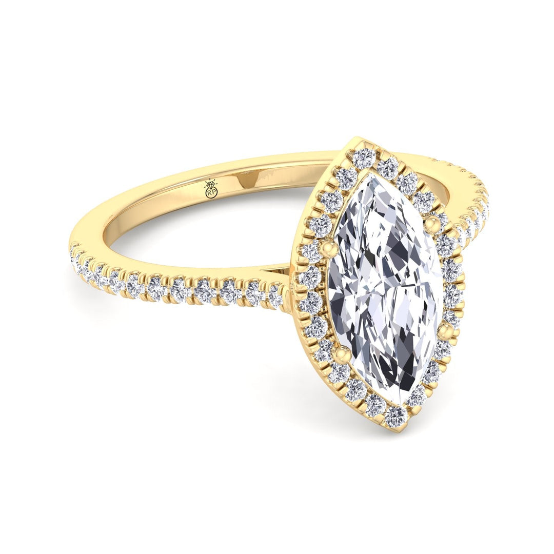 Marquise Cut Engagement Ring With Sidestones &amp; Halo