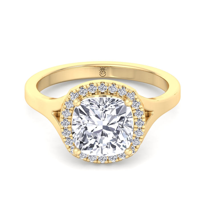 Cushion Cut Solitaire Engagement Ring With Halo