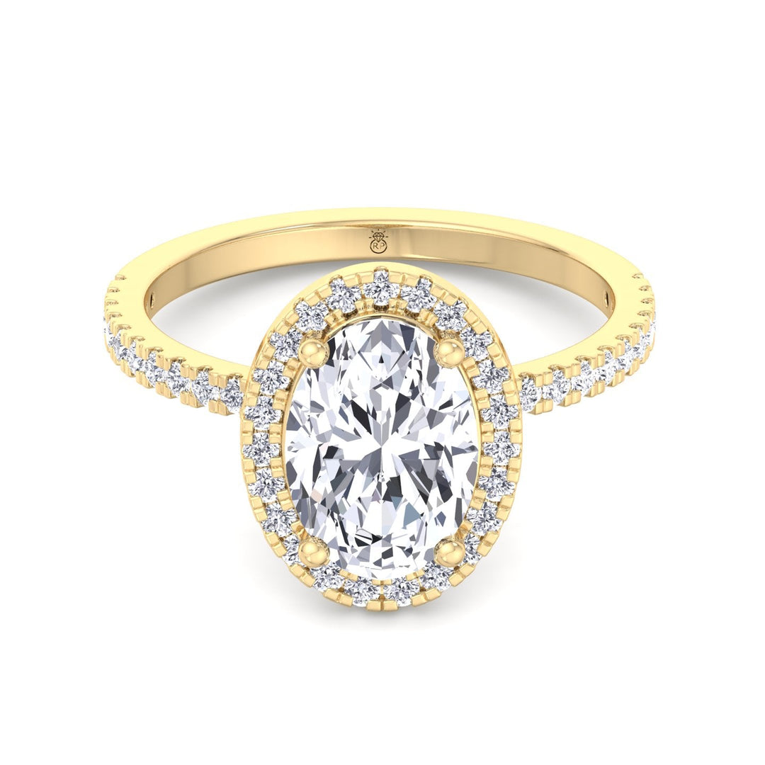 Maui - Oval Cut Halo Engagement Ring With Pavé Band