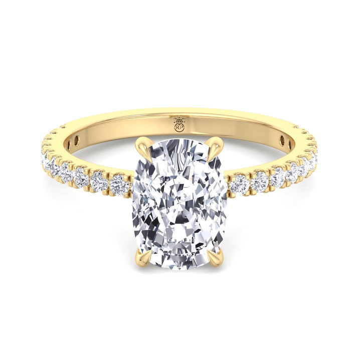 Elongated Cushion Cut Engagement Ring With Sidestones
