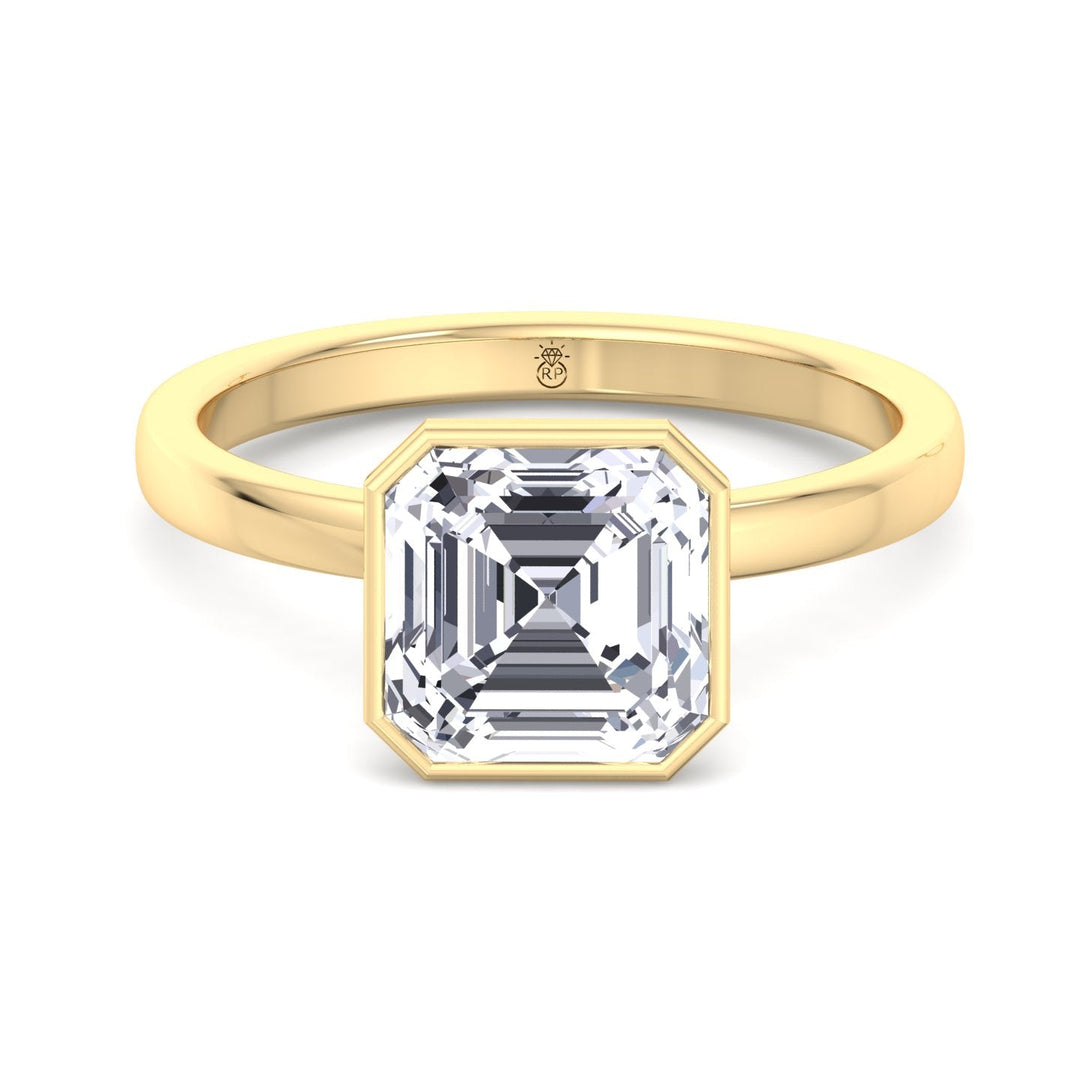 Asscher Cut Bezel Set Solitaire Engagement Ring