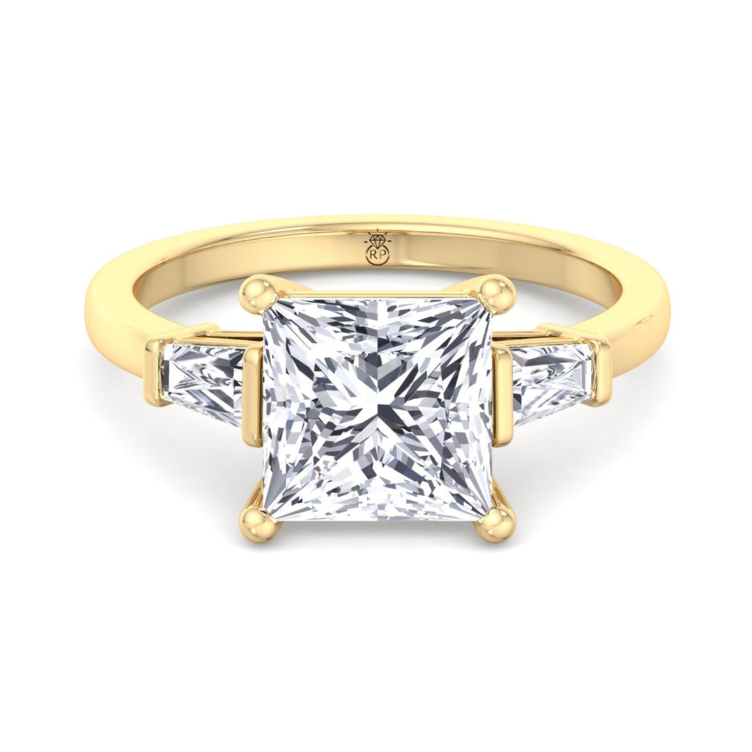 Princess Cut Engagement Ring With Tapered Baguette Sidestones