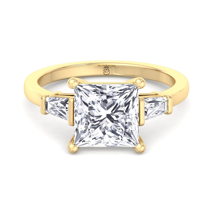 Princess Cut Engagement Ring With Tapered Baguette Sidestones
