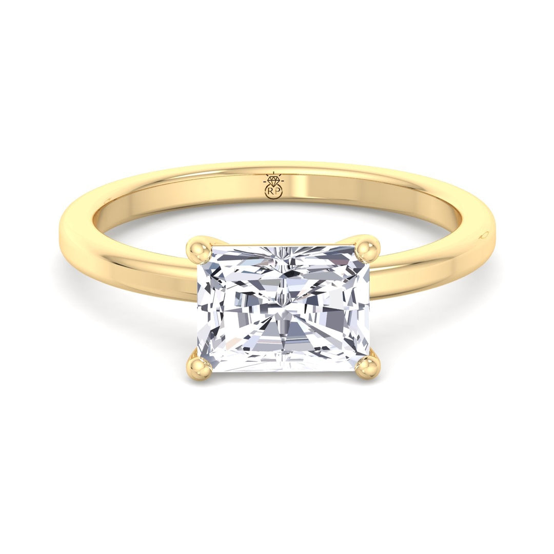 Radiant Cut Solitaire Engagement East West