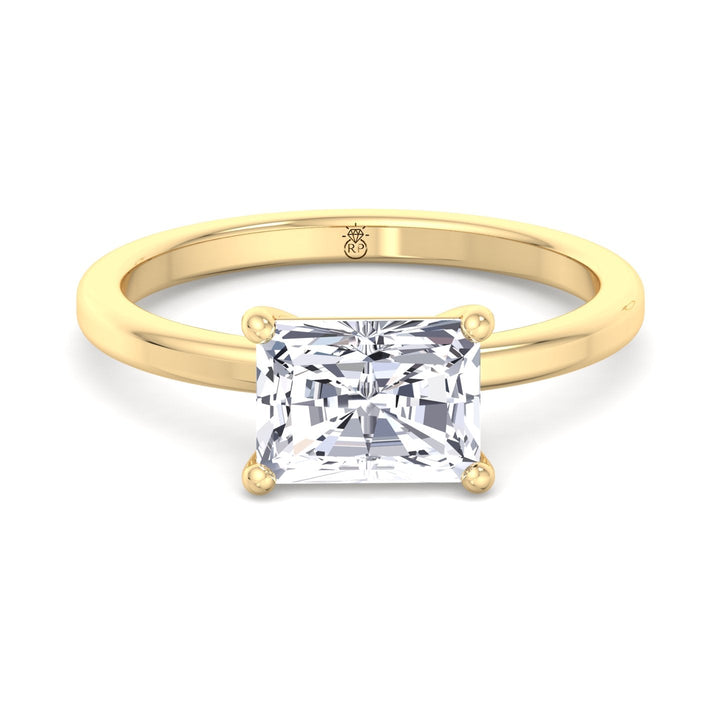 Radiant Cut Solitaire Engagement East West