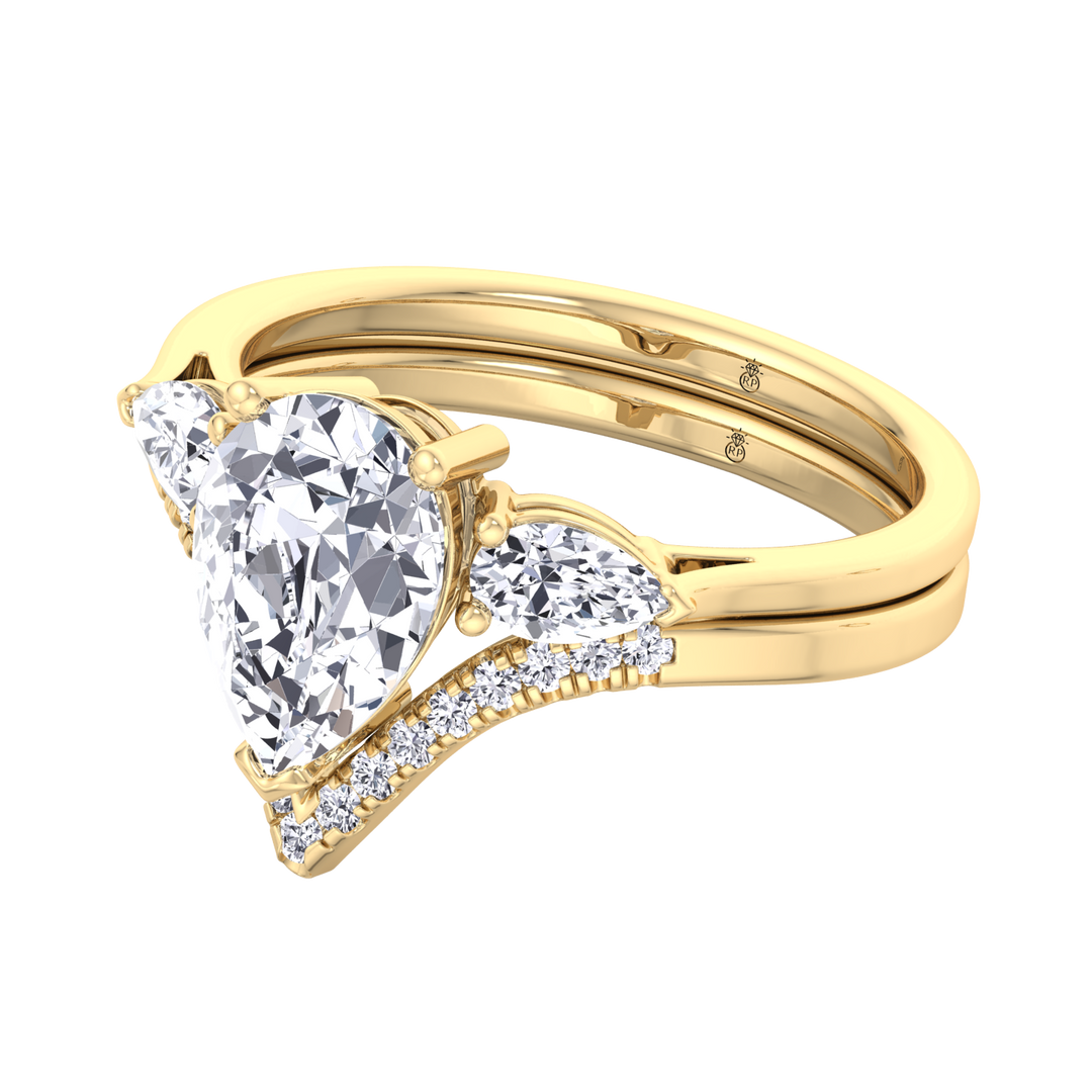 Matching Pave Wedding Band with Curve (0.06 CT)