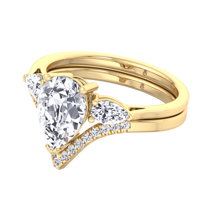 Matching Pave Wedding Band with Curve (0.06 CT)