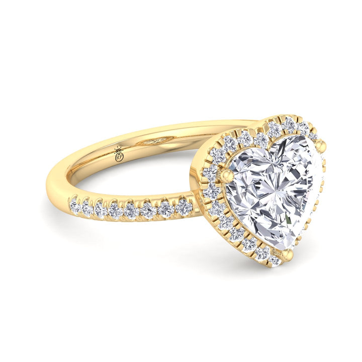 Heart Shape Engagement Ring With Halo &amp; Sidestones