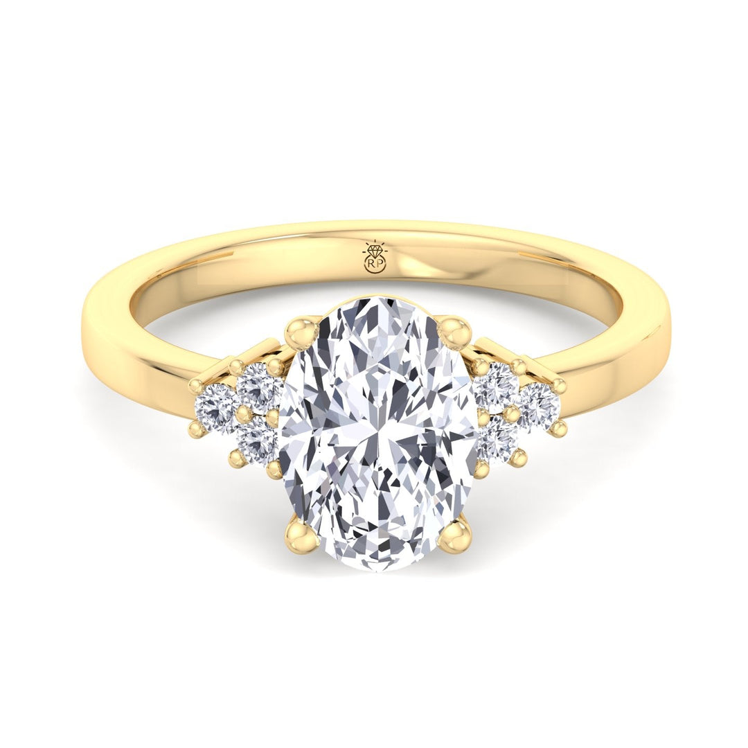 Oval Cut Engagement Ring with Round Side Stones