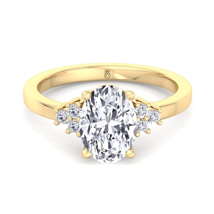 Oval Cut Engagement Ring with Round Side Stones