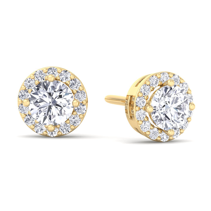 Round Cut Halo Studs