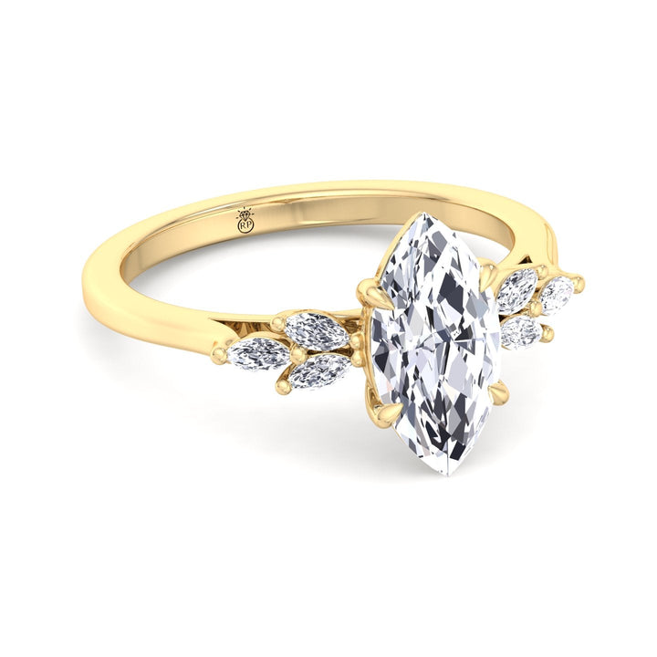 Marquise Cut Engagement Ring with Triple Marquise Sidestones