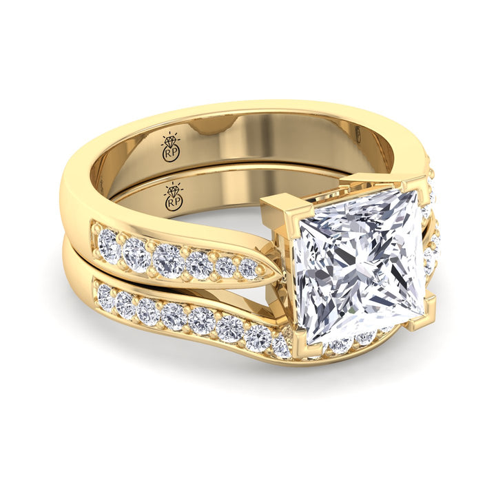 Channel Set Pave Wedding Band with Curve (.65CT)