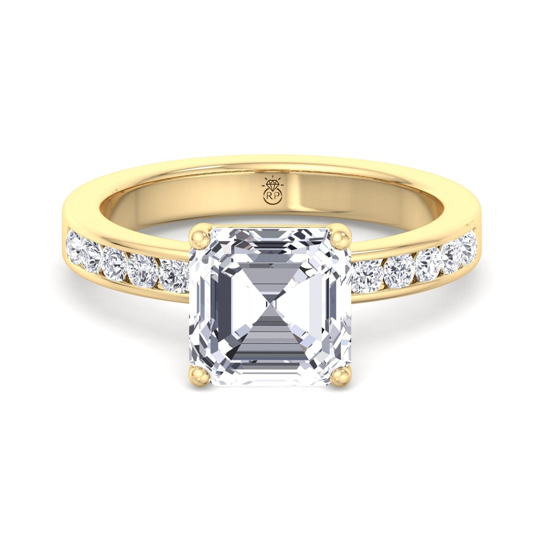 Asscher Cut Engagement Ring With Channel Set Sidestones