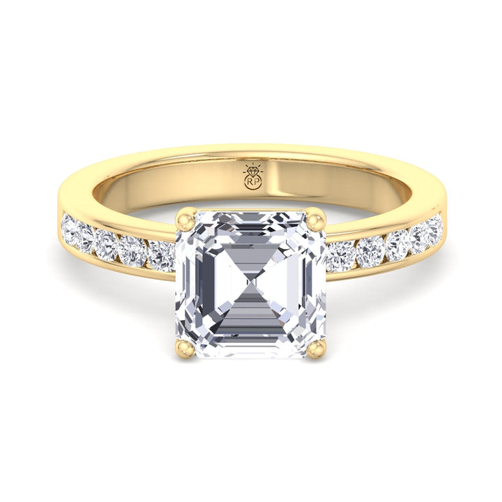Asscher Cut Engagement Ring With Channel Set Sidestones