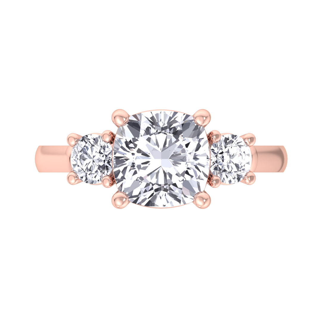 Cushion Cut   Engagement Ring With Round Sidestones